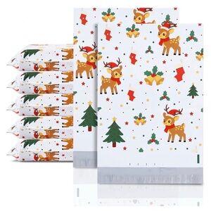 Bundle of 25 Holiday Reindeer Polymailers in 6”x9” Size